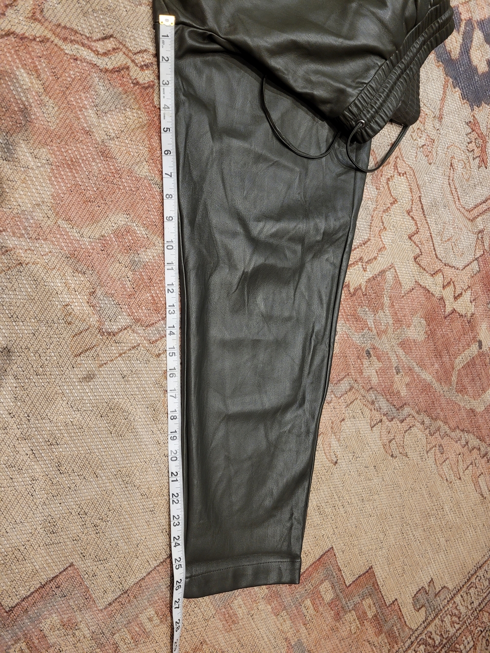 LOFT Olive Green Faux Leather Pull-on Barrel Jogger Pants - Picture 5 of 8